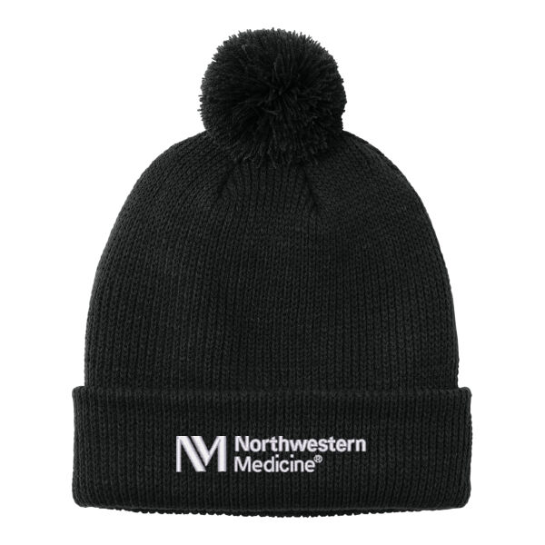 Northwestern Medicine Pom-Pom Beanie Hat - Black Thumbnail