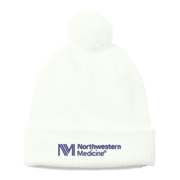 Northwestern Medicine Pom-Pom Beanie Hat - Marshmallow White Thumbnail